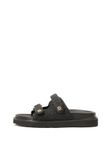 Kazar Black embossed leather slides for women, size 37