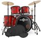 Gear4music BDK-1plus Fullsize Beginnersdrumstel + Oefenpakket, Rood