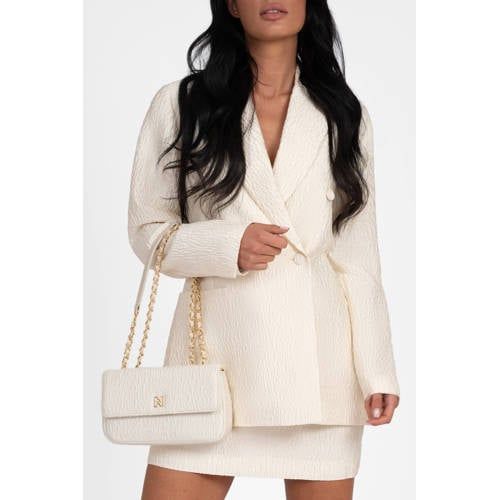 NIKKIE double breasted blazer met split - ecru