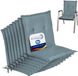 Beautissu Loft NL Coussin de chaise Set 8x Bas dossier 100x50 cm Bleu pigeon Coussin de chaise de jardin Résistant aux UV