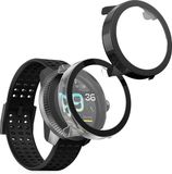 kwmobile 2x cover geschikt voor Suunto Race S - Fitnesstracker cover van gehard glas en kunststof frame set transparant / zwart