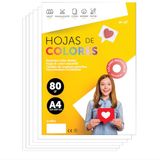 Kleurfolie, m-office Kleurfolie, A4, 80 g, voor printers en knutselwerk, gesorteerd papier voor kinderen, gekleurde folies voor kaarten, school en creatieve projecten (100 uur, wit)