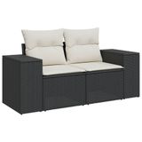 vidaXL 8-delige Loungeset met kussens, polyrattan, zwart