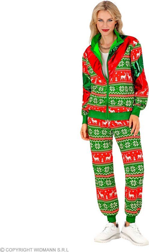 W WIDMANN MILANO Party Fashion W WIDMANN MILANO Kerst Trainingspak Groen Rood Unisex - Maat M