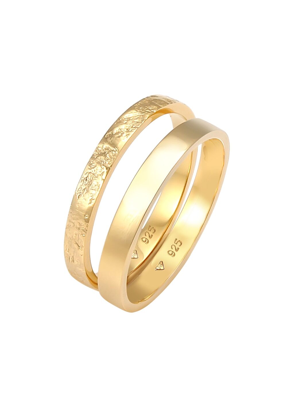 Elli Elli Elli Ring Dames Set Basis Look Gehamerd Combineerbaar in 925 Sterling Zilver Ringen