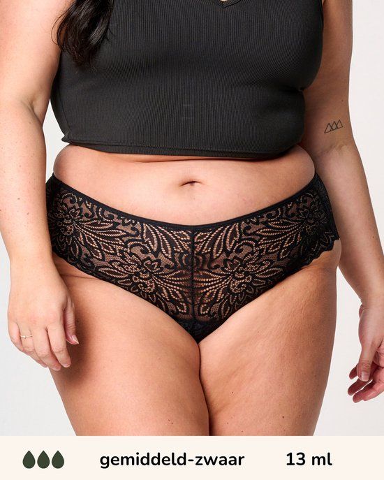 Moodies Undies Moodies incontinentie ondergoed - Hipster lace - gemiddeld-zwaar kruisje - maat XXL - zwart