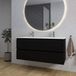 Saniclass Chaci Badkamermeubelset - 120x46x55cm - keramische wastafel wit - 2 wasbakken - 2 kraangaten - 2 lades - ronde spiegel met verlichting - mat zwart