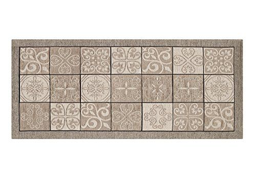 BIANCHERIAWEB Antislip keukentapijt - 55 x 280 cm - Majolika-design - Taupe - Wasbaar - Made in Italy