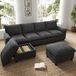 STILVORA U-Bank 264,5 x 142,5 x 84 cm - Modulaire Hoekbank Met 2 Voetenbanken En Opbergruimte - Chenille - Zwart