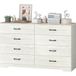 Noyer Et Gris Clair Commode 8 Tiroirs Moderne En Bois, 140x40x86 Cm