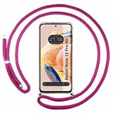 Tumundosmartphone Transparante beschermhoes voor Xiaomi Redmi Note 12 Pro 4G met roze koord, fuchsia