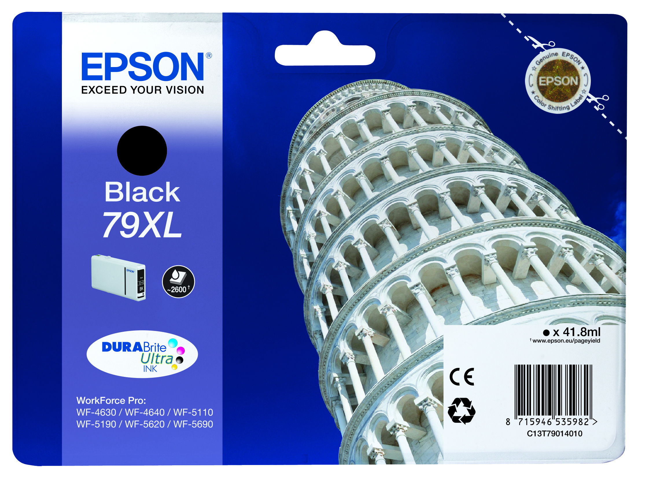Epson Tower of Pisa Singlepack Black 79XL DURABrite Ultra Ink single pack / zwart