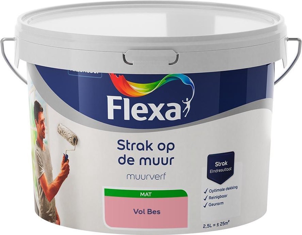 FLEXA Strak op de muur - Muurverf - Mengcollectie - Vol Bes - 2,5 liter