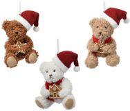 Decoris Kersthanger beer polyester kerstdecoratie 7x6x12cm kindvriendelijk