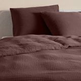 NOUS Living mousseline 1-persoons dekbedovertrek 140x200 cm - donkerbruin
