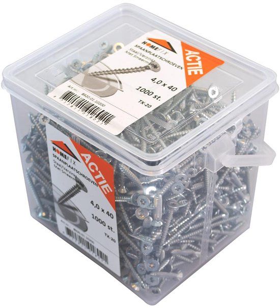Enzo Homefix Actie-emmer spaanplaatschroef VZ PK TX-20 4.0x4.0 (1000)
