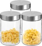 Secret de Gourmet Boîte de conservation/pot de stockage - 3x pièces - 1,2L - verre - couvercle inox