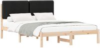vidaXL Bedframe met Gevoerde Hoofdbord Zwart 150 x 200 cm