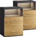 Casaria Nachtkastje Set van 2 - LED 2 Lades 40x28x55cm - HoutAntraciet
