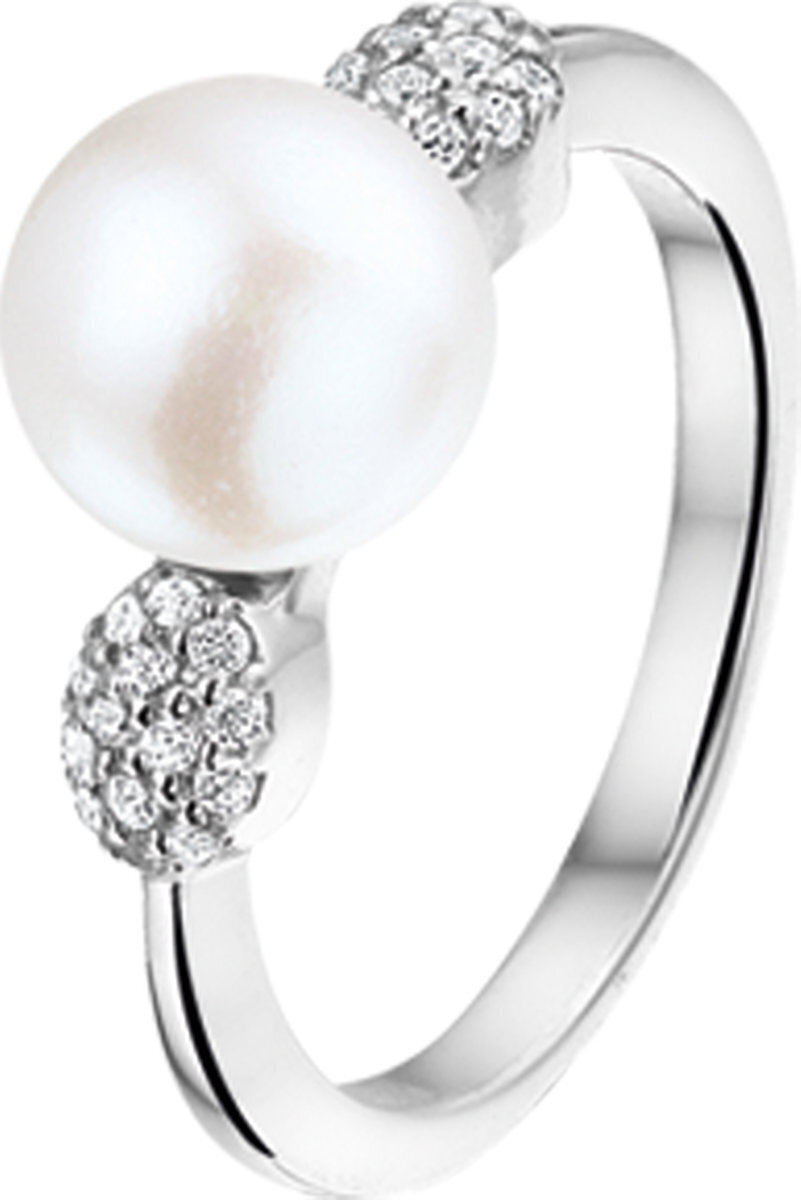 The Jewelry Collection Ring Parel En Zirkonia - Zilver Gerhodineerd