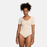 cfab - T-shirt bodysuit corrigerende shapewear met slipje - Zandkleur - 4XL