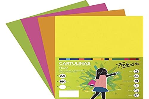 OFITURIA Verpakking met 50 kaarten, neonkleuren, formaat A4, 180 g - 8423614973744