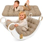 Klimboog kussen & vloerkussen pour enfants 60x120 cm - matelas de sol réversible – coussin d'assise pour le fauteuil à bascule jouer lire se détendre chambre d'enfant coton Oeko-Tex Beige avec étoiles blanches