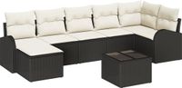 vidaXL Tuinbank Set 8-delig Zwart Polyrattan Hoek loungeset