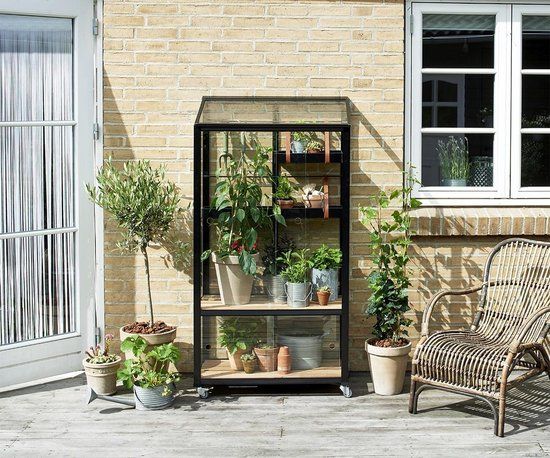 Royal well City Garden Balkonkas - Zwart - Aluminium, Veiligheidsglas & Acacia Hout - 75x80x40 cm