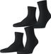 FALKE Run Rib 2-Pack crew lichte padding katoen multipack sokken unisex zwart - maat 35-36