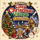 Bold & Easy Cozy Christmas Village: 40 Cute and Relaxing Holiday Scenes to Color