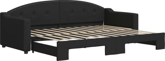 vidaXL Slaapbank met onderschuifbed 80x200 cm stof zwart