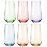 Glasmark Krosno 1992 Water-, sap- en cocktailglazen, 430 ml, set van 6 stuks, transparant, meerkleurig, hoge glazen set voor thuis en horeca