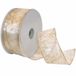 Morex Ribbon 7405.60/50-004 Sneeuwvlok 6,3 cm X 50 YD Nylon Sheer Bedraad Glitter Lint, ivoor/Goud