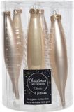 Decoris Kaemingk B.V. 6x Licht parel/champagne glazen pegels kerstballen 15 cm