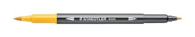 STAEDTLER Aquarel dubbele viltstiften design Journey, zonnegeel, fijne punt en flexibele penseelpunt, wateroplosbaar, 10 zonnegele viltstiften, 3001-110