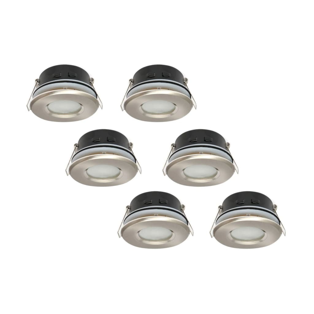 Groenovatie Inbouwspot, Rond, Waterdicht IP44, Satijn, 6-Pack .