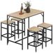 HOMCOM Ensemble table de bar industrielle + 4 tabourets en bois, couleur chêne clair, cadre en métal, noir