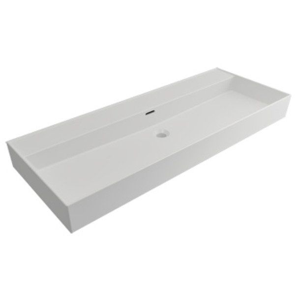 Plieger Kansas wastafel zonder kraangaten met overloop 120x45cm matwit 271082 0271082
