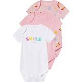 LUPILU® Body bébé, 3 pièces, en coton bio, manches courtes. (rose/blanc, 2-6 mois)