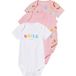 LUPILU® Body bébé, 3 pièces, en coton bio, manches courtes. (rose/blanc, 2-6 mois)