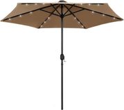 vidaXL Parasol met LED-verlichting en aluminium paal 270 cm taupe