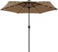 vidaXL Parasol met LED-verlichting en aluminium paal 270 cm taupe
