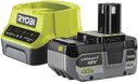 Ryobi 18V ONE+ 4.0 Ah accu en oplader set, compacte lithium-ion accu, 2.0 A snellader, modelnummer RC18120-140X