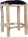 Prolenta Maison Exclusive - Tabouret de bar en peau de chèvre véritable et bois de teck massif