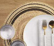 Viniliko Set van 4 personen, Carthago, zwart, rond, 4U, diameter 40 cm