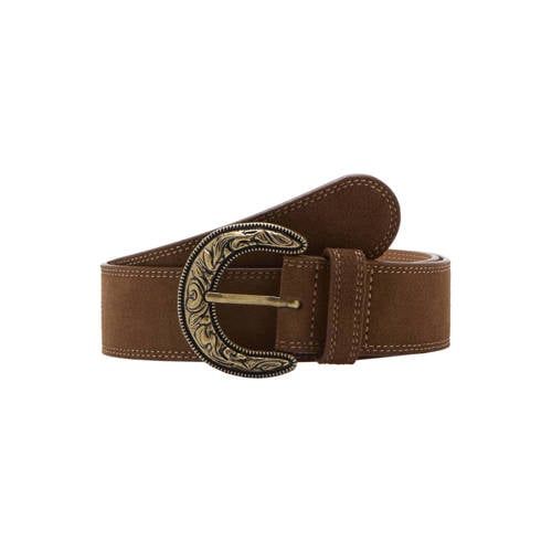 Mango leren riem bruin