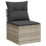 VidaXL 9-delige Loungeset met kussens, polyrattan, lichtgrijs