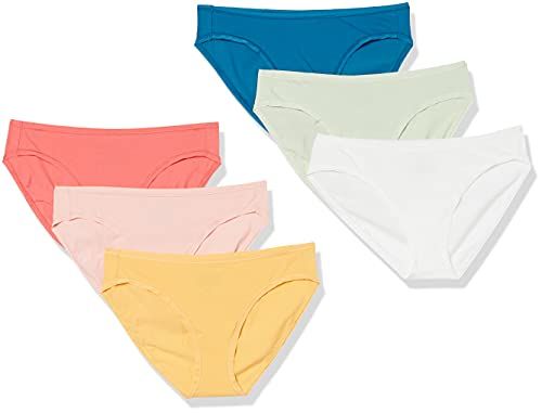 Amazon Essentials Women's Cotton Bikini Briefs (Plus Size), 6-Pack, Assorted Colors, XL