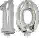Merkloos / Sans marque Espa Nv 10 jaar leeftijd versiering cijfers - ballonnen op stokje - van 41 cm - Combi van cijfer 10 - in het zilver - feestartikelen verjaardag